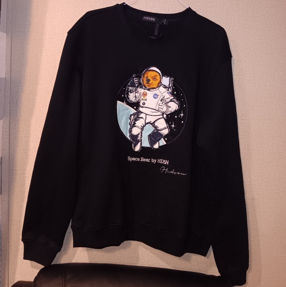Hudson Black Astronaut Crewneck Sweater Unisex Sz XXL